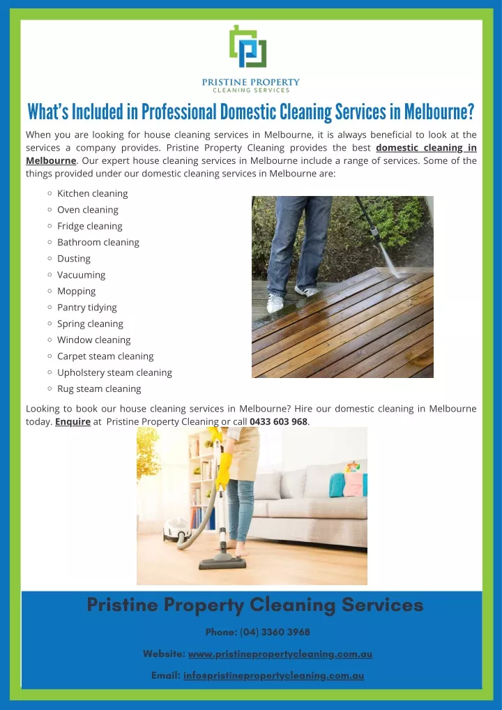what s included in professional domestic cleaning