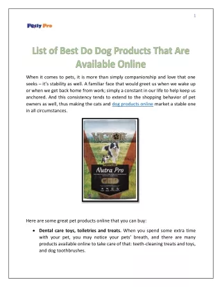 List of Best Do Dog Products That Are Available Online