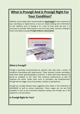 what is provigil and is provigil right for your