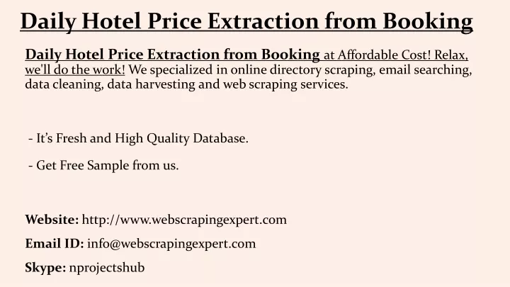daily hotel price extraction from booking