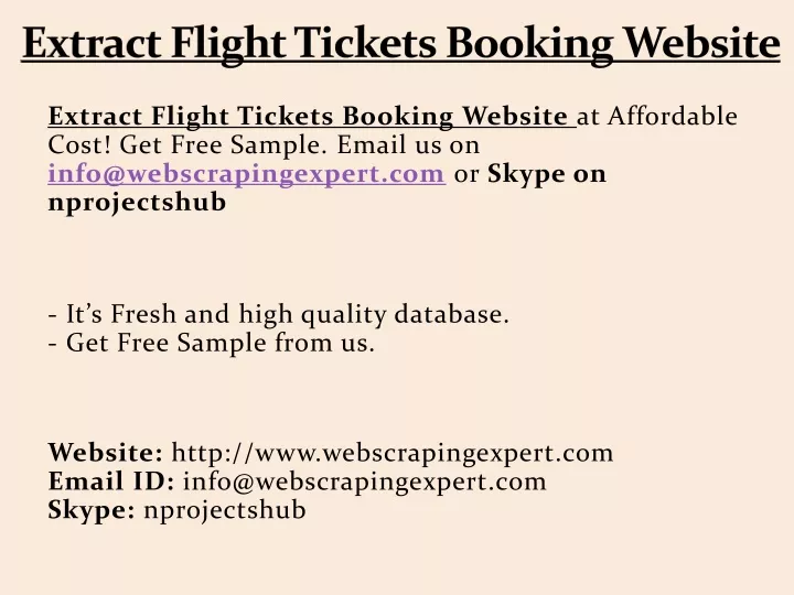 extract flight tickets booking website