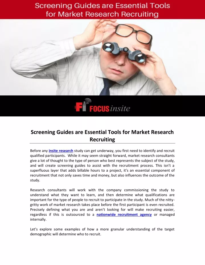 screening guides are essential tools for market