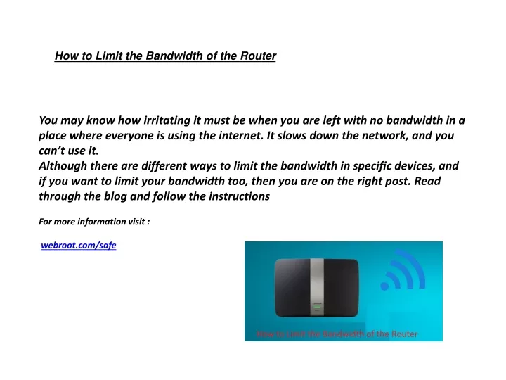 how to limit the bandwidth of the router