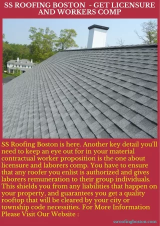 SS Roofing Boston - Get Licensure And Workers Comp