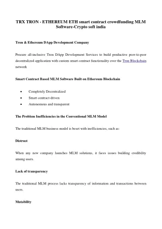 trx tron ethereum eth smart contract crowdfunding