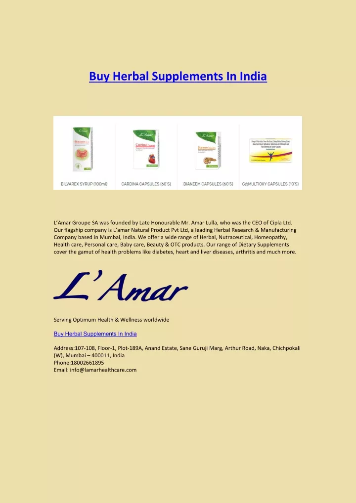 buy herbal supplements in india