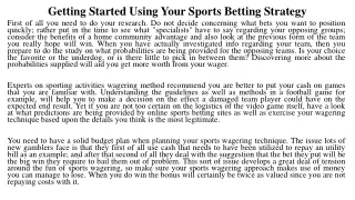 Getting Started Using Your Sports Betting Strategy