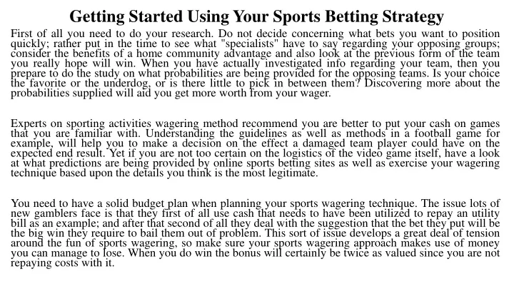 getting started using your sports betting strategy