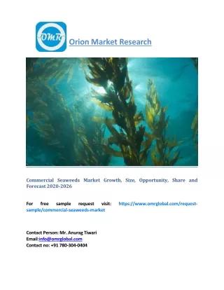 Commercial Seaweeds Market Growth, Size, Opportunity, Share and Forecast 2020-2026