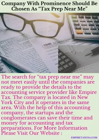 Company With Prominence Should Be Chosen As “Tax Prep Near Me”