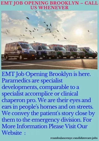 EMT Job Opening Brooklyn – Call Us Whenever