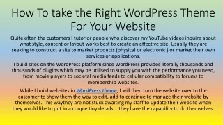 how to take the right wordpress theme for your website