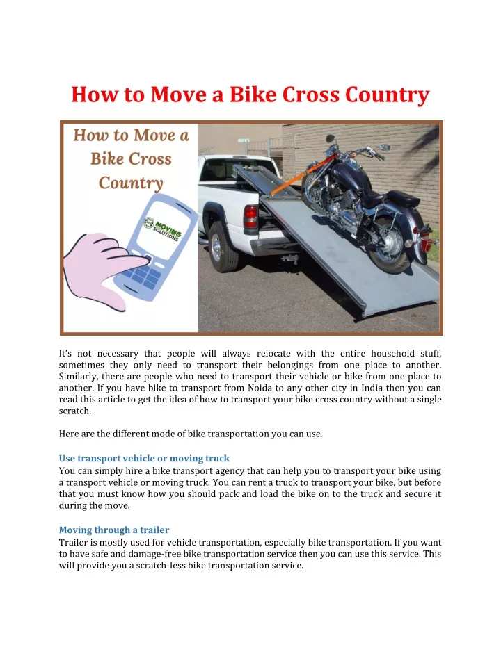 how to move a bike cross country