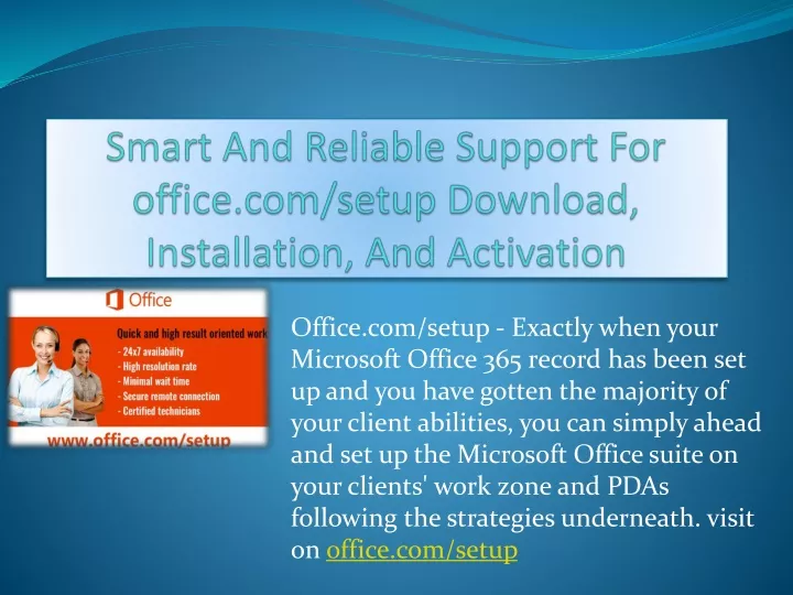 smart and reliable support for office com setup download installation and activation