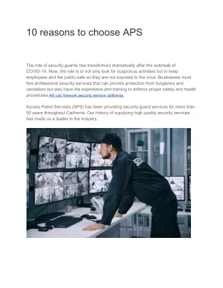 10 reasons to choose aps