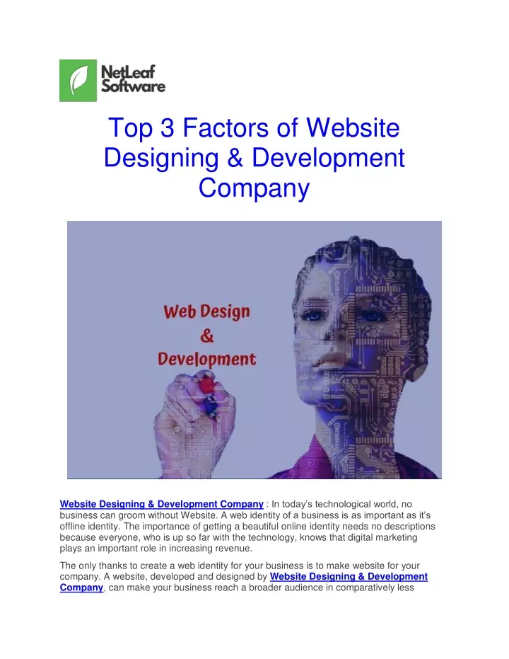 top 3 factors of website designing development