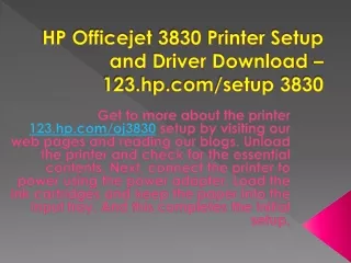 HP Officejet 3830 Printer Setup and Driver Download – 123.hp.com/setup 3830