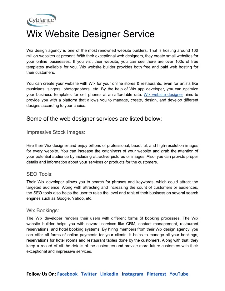 wix website designer service