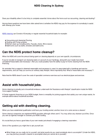 NDIS Cleanup In Sydney