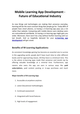 mobile learning app development future