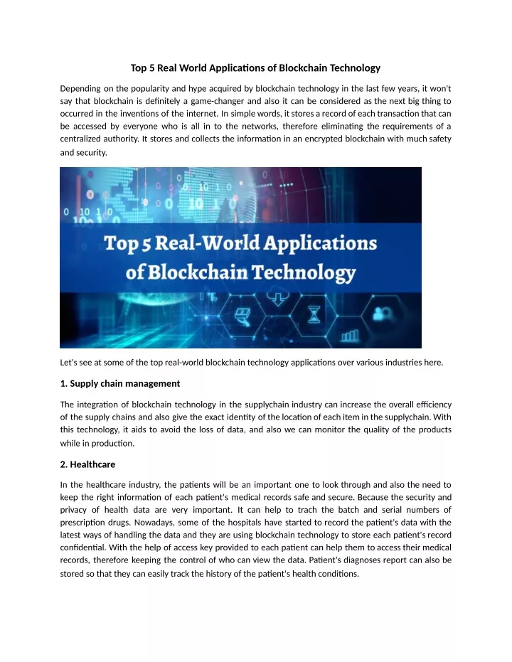top 5 real world applica ons of blockchain