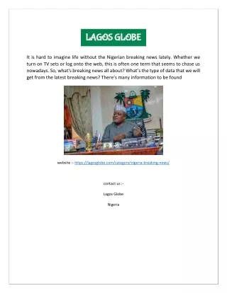 Nigeria breaking news today online | Lagosglobe.com