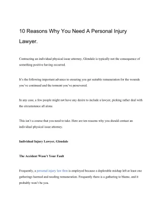 10 Reasons Why You Need A Personal Injury Lawyer.