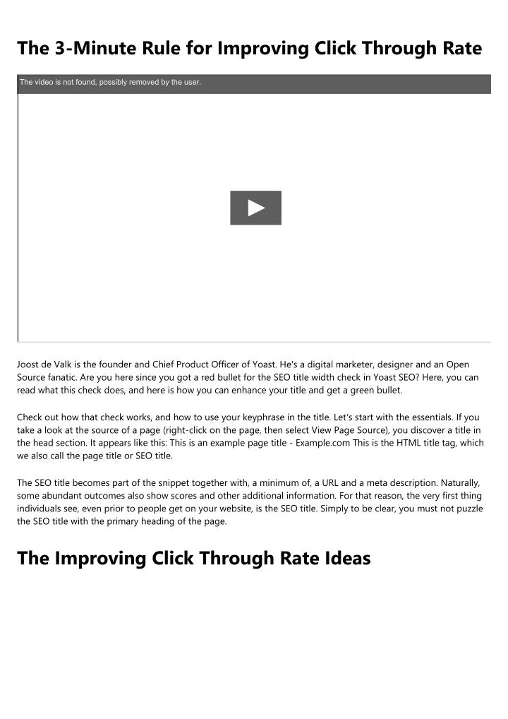the 3 minute rule for improving click through rate