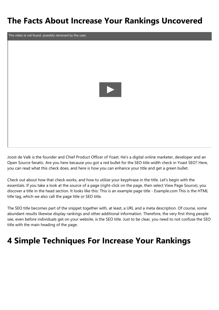 the facts about increase your rankings uncovered