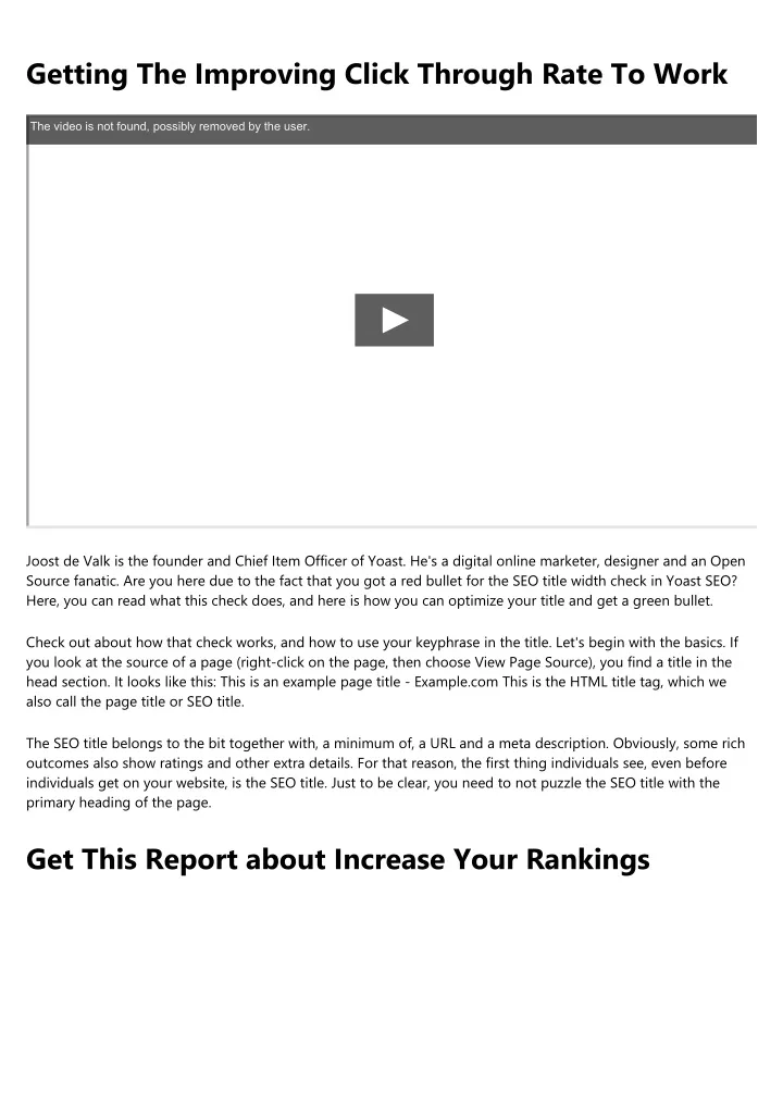 getting the improving click through rate to work