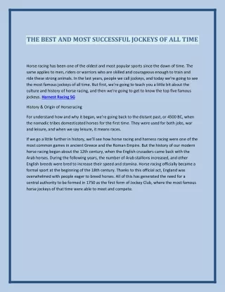 the best and most successful jockeys of all time