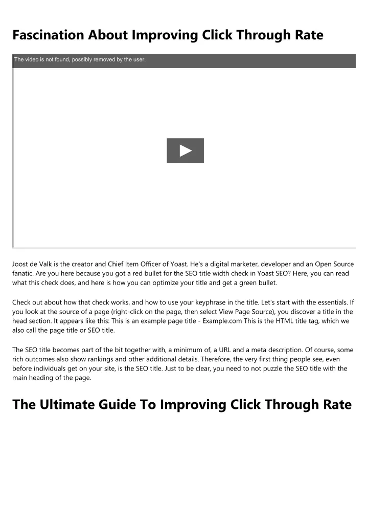 fascination about improving click through rate