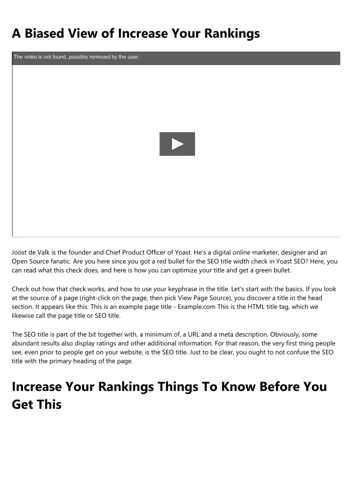 a biased view of increase your rankings