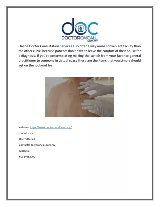 online doctor consultation services also offer