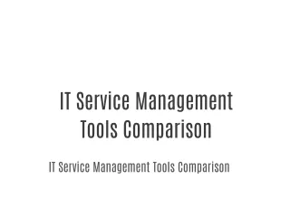 IT Service Management Tools Comparison