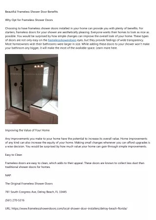 beautiful frameless shower door benefits