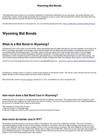 wyoming bid bonds