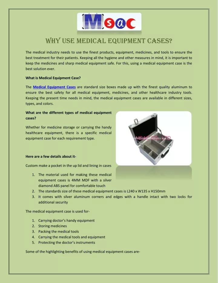 why use medical equipment cases