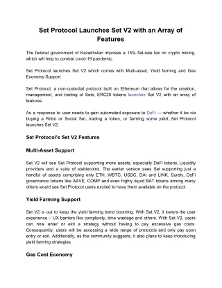 set protocol launches set v2 with an array