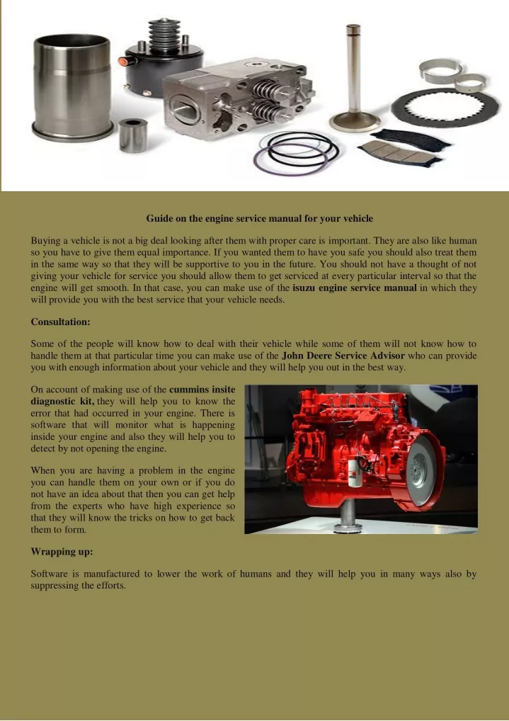 guide on the engine service manual for your