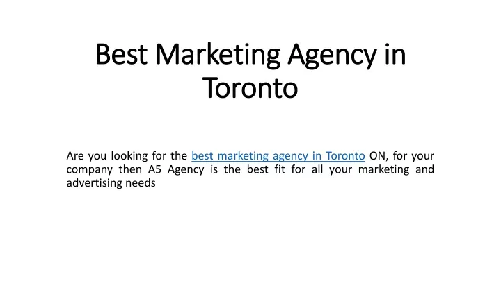 best marketing agency in toronto