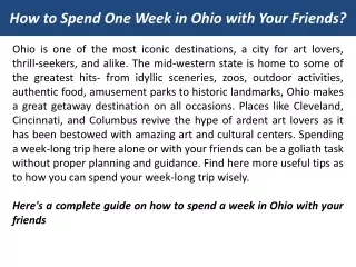How to Spend One Week in Ohio with Your Friends?