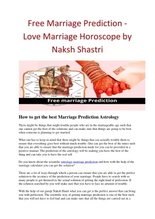 Free Marriage Prediction by Date of Birth - Astrologer Naksh Shastri