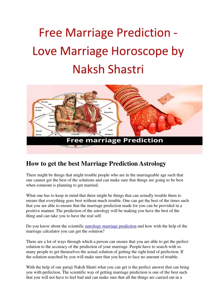 free marriage prediction love marriage horoscope by naksh shastri
