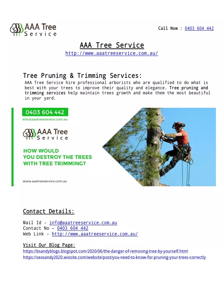 call now 0403 604 442 aaa tree service http