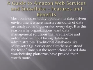 a guide to amazon web services and snowflake features and benefits