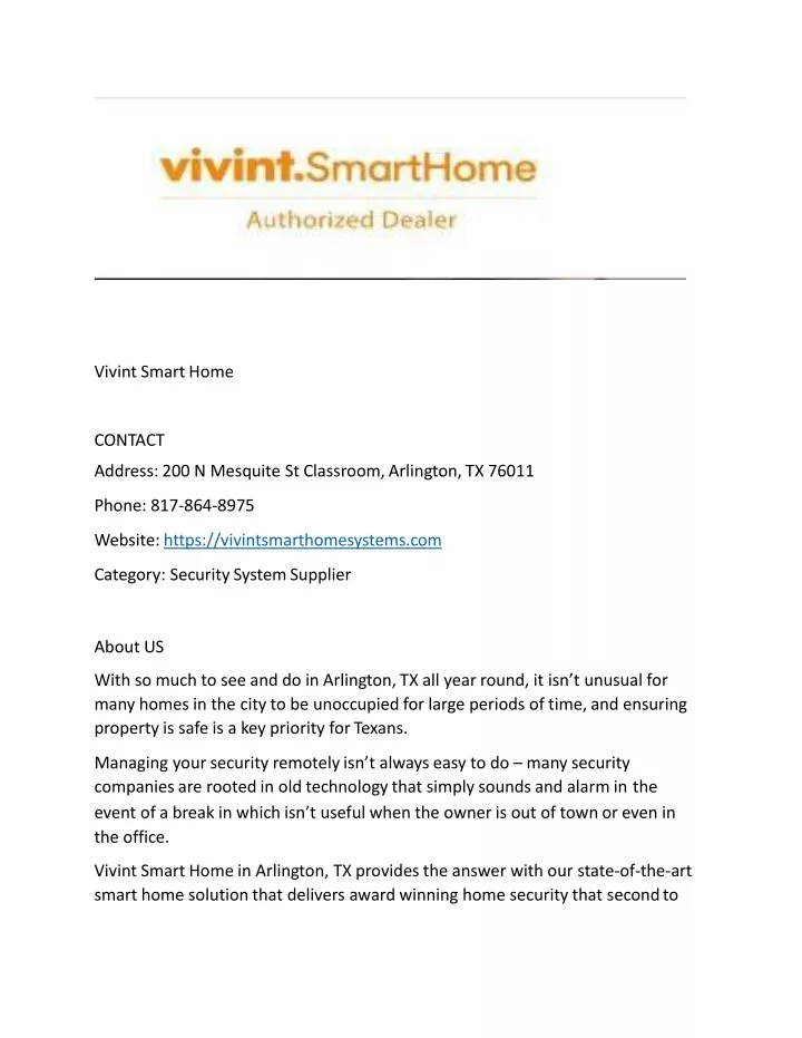 vivint smart home contact address 200 n mesquite