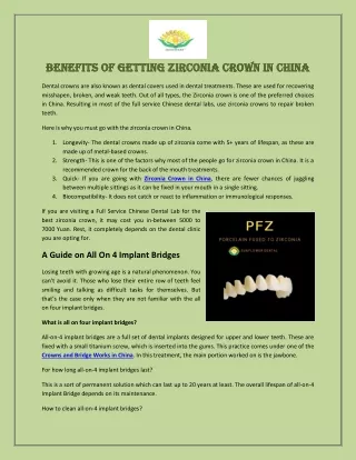 Benefits of Getting Zirconia Crown in China