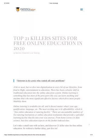 TOP 21 KILLERS SITES FOR FREE ONLINE EDUCATION in 2020