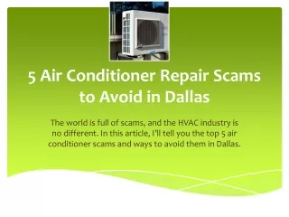 5 Air Conditioner Repair Scams to Avoid in Dallas
